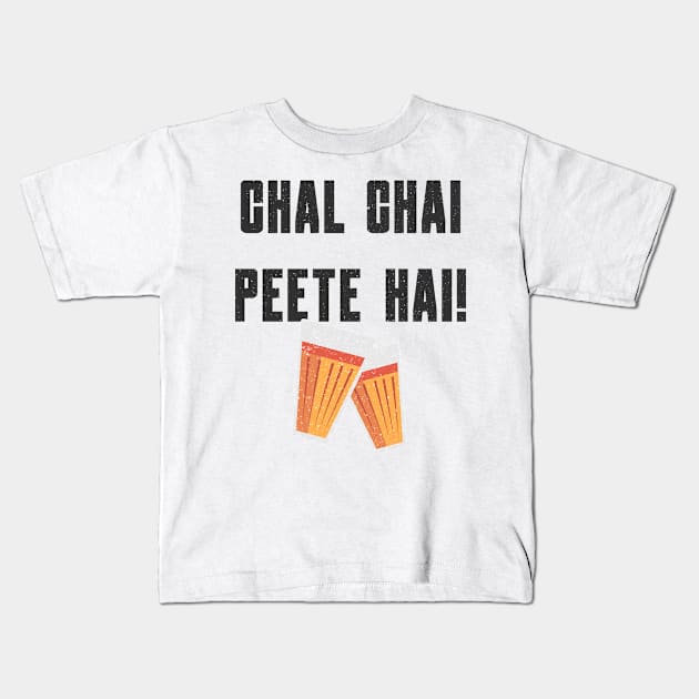 Funny Chai Hindi Quote Kids T-Shirt by TheVintageChaosCo.